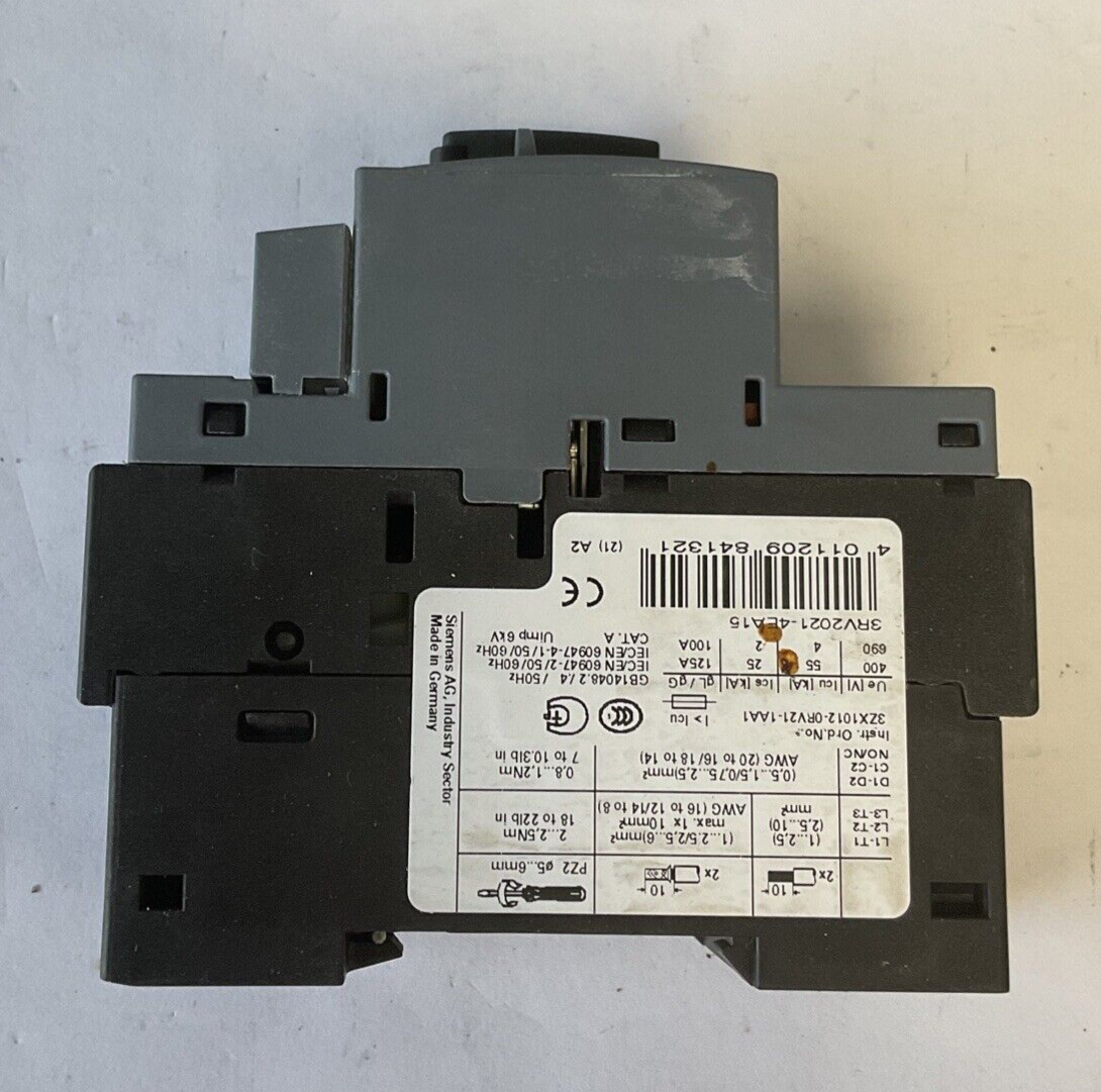 SIEMENS 3RV2021-4EA15 CIRCUIT BREAKER 400A CAT.A