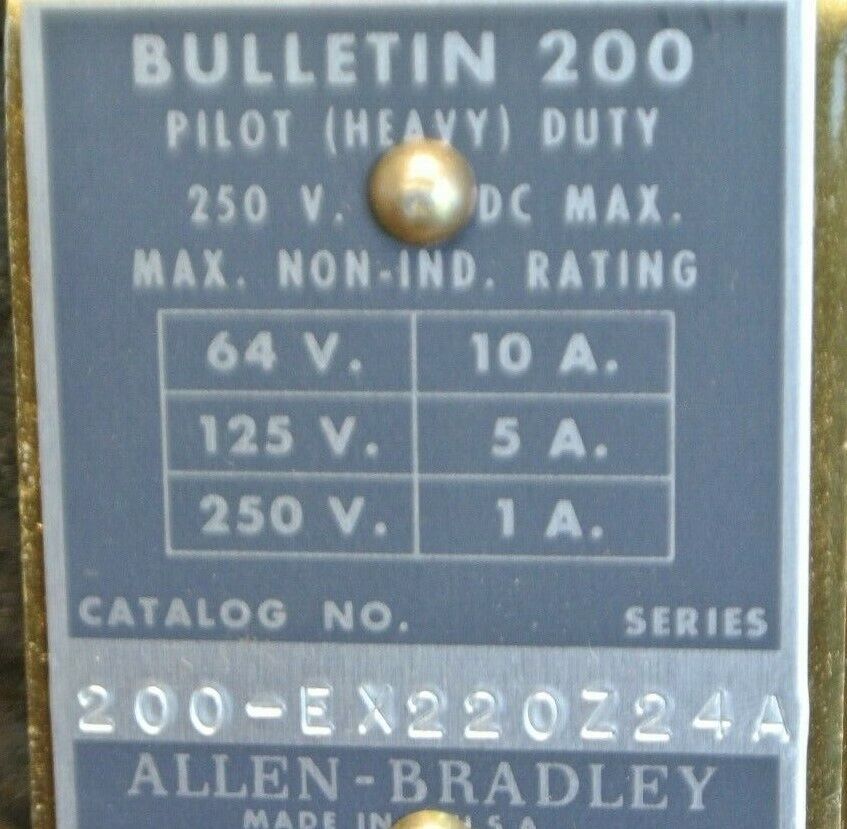 ALLEN-BRADLEY 200-EX220Z24, Ser. A / TYPE EX DC RELAY / 24VDC / NEW SURPLUS