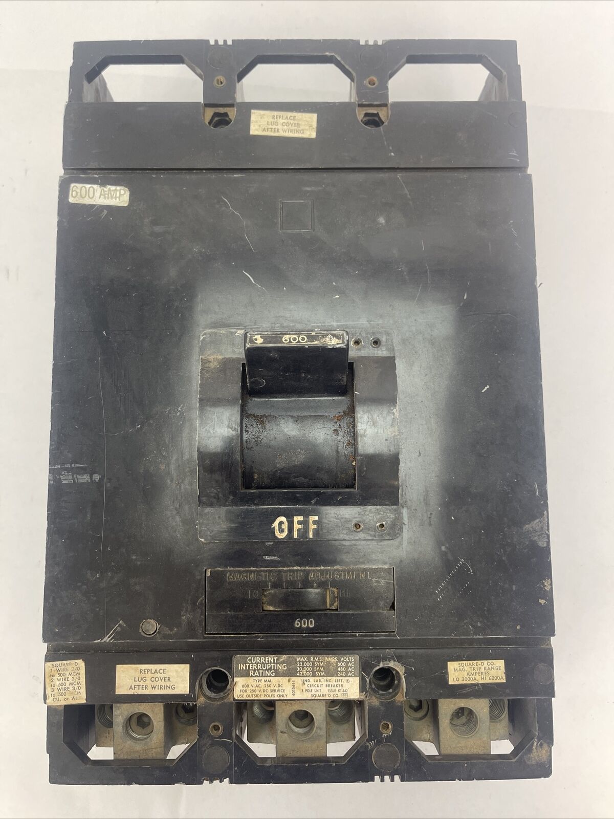 SQUARE D MAL36600 CIRCUIT BREAKER 600AMP 600VAC 250VDC 3POLE