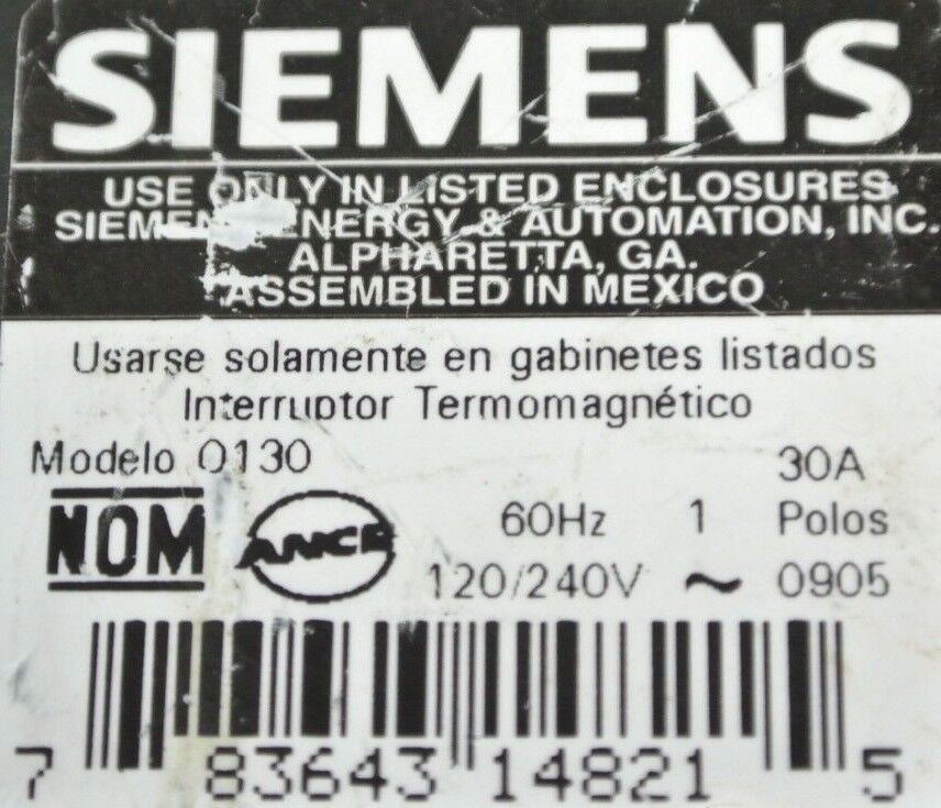 SIEMENS Q130 CIRCUIT BREAKER 30A 1POLE 120/240VAC TYPE QP ****LOT of 10****