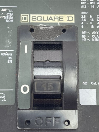 SQUARE D FH36015 CIRCUIT BREAKER 600VAC 250VDC 15AMP 3POLE8