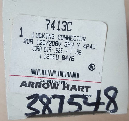 ARROW HART 7413C 20A 120/208V Lock Connector NIB3