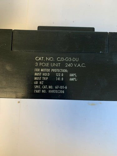 Heinemann CJ3-G3-DU 3 Pole 240VAC 122A Circuit Breaker (NO LUGS)2