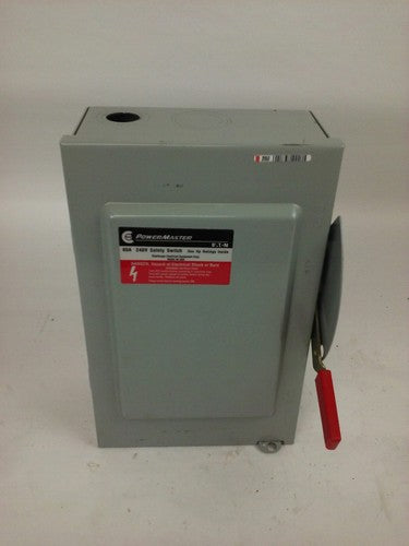 POWER MASTER, G322NFK, SAFETY SWITCH, 60A, 3 POLE, 240V, NON FUSIBLE, USED9