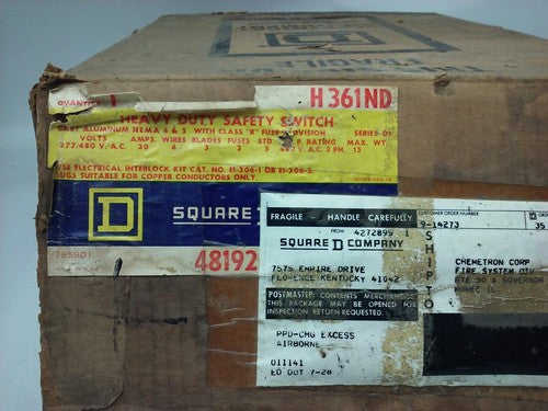 SQ D. H361ND SER. D1, SAFETY SWITCH, 30A, 277/480VAC, FUSIBLE, NEMA 4&5, NEW11