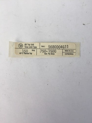 WESTINGHOUSE HLB2150T TRIP UNIT 2POLE 150AMP THERMAL TRIP 750-1500A INST. TRIP10