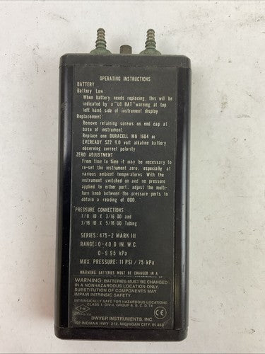 DWYER SERIES 475 MARK III DIGITAL MANOMETER ***BATTERY NOT INCLUDED***7