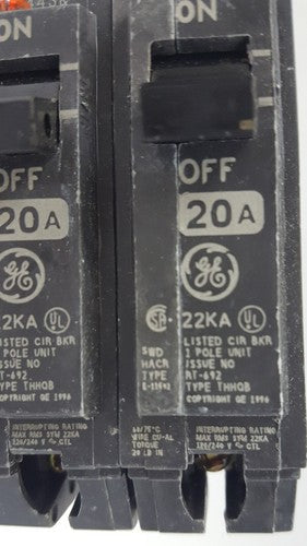 GE THHQB1120 THHQB 20 amp 1 pole circuit breaker LOT OF 51