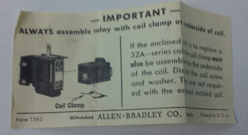 ALLEN BRADLEY 88-A24, 12V. 60CY., COIL, NEW , 88A245