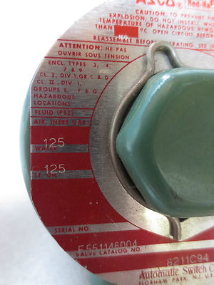 ASCO 8211C94 SOLENOID VALVE 110/120 1/2 PIPE 5/8 ORIFICE 100psi 5