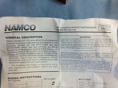 NAMCO EP110-14260 PHOTOELECTRIC SLOT SENSOR - RETRO-REFLECTIVE - GS05/2G LEUZE9