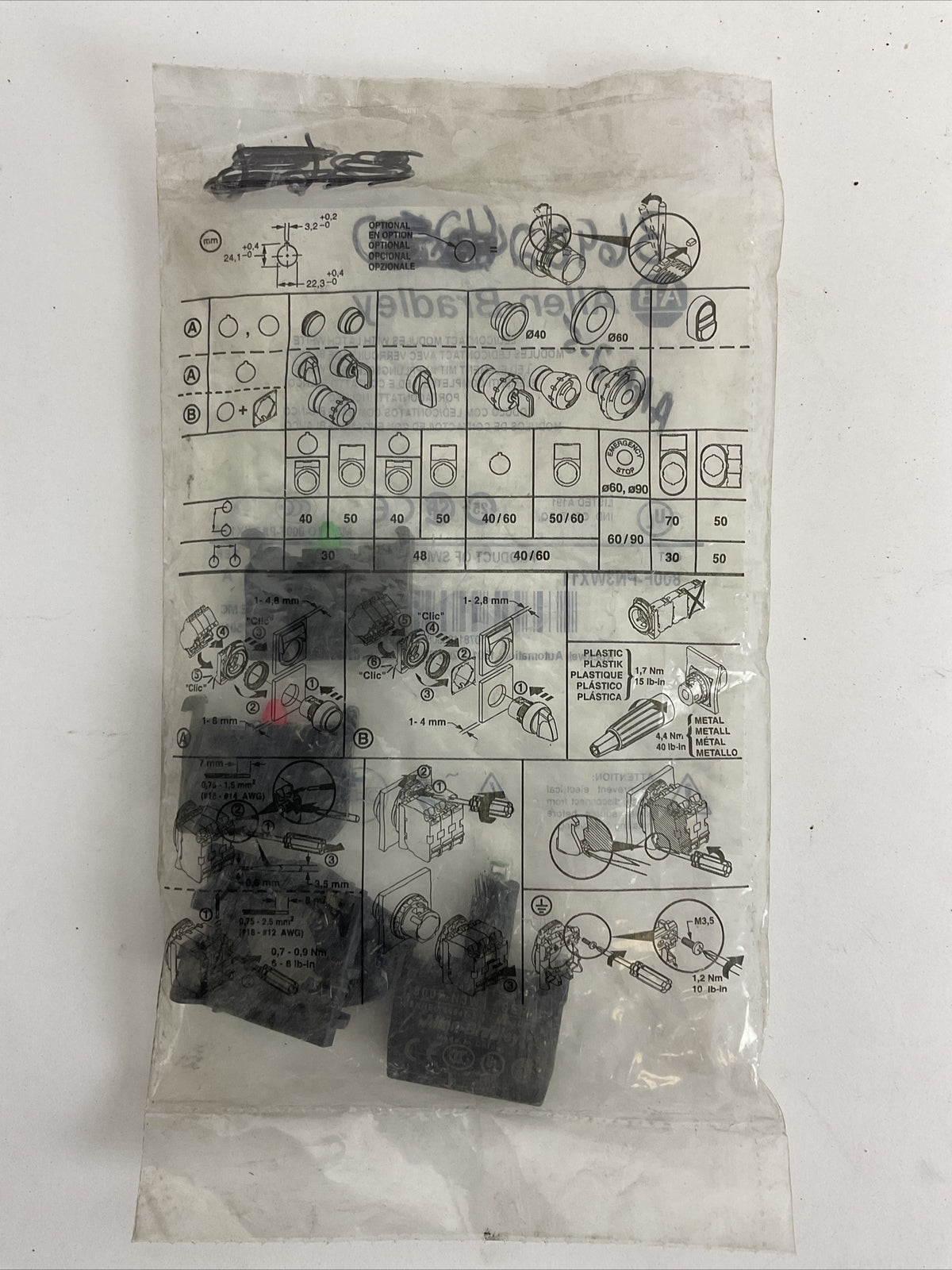 ALLEN BRADLEY 800F-PN3WX11 LED/CONTACT MODULES WITH LATCH WHITE1