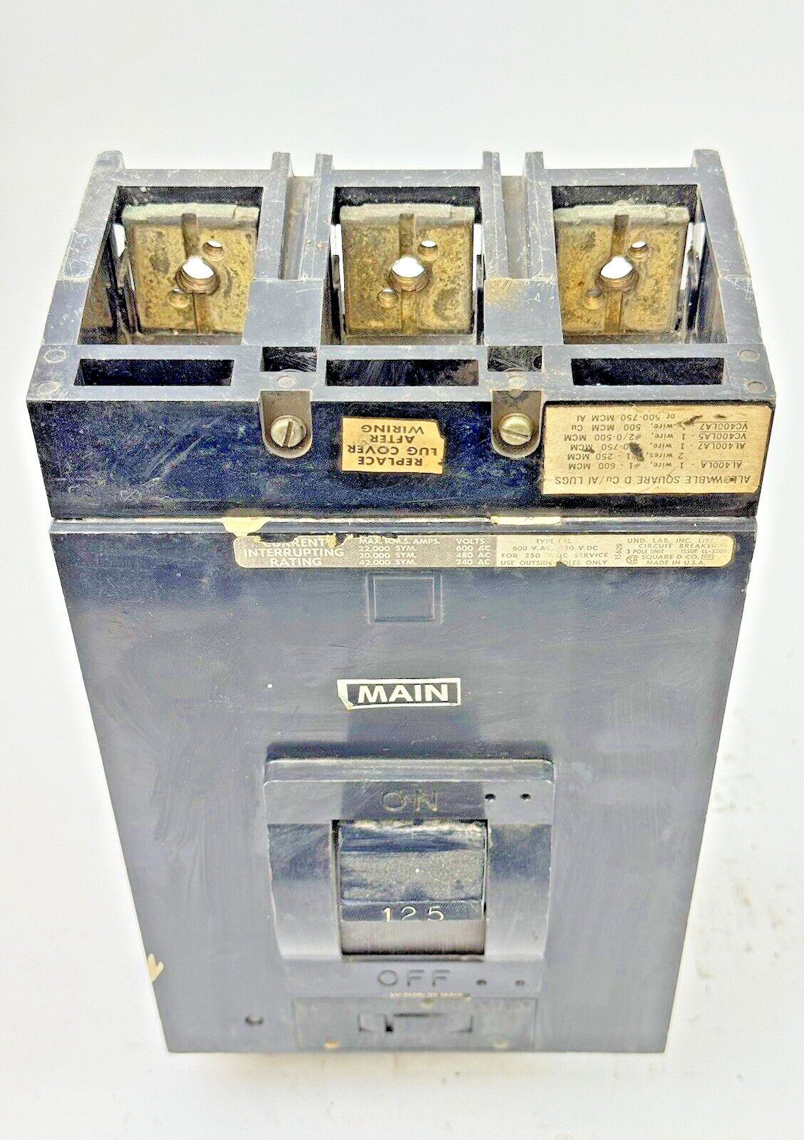 SQUARE D - LAP36125MB -MOLDED CASE CIRCUIT BREAKER- 125 AMP, 3 POLE, 600 VAC6