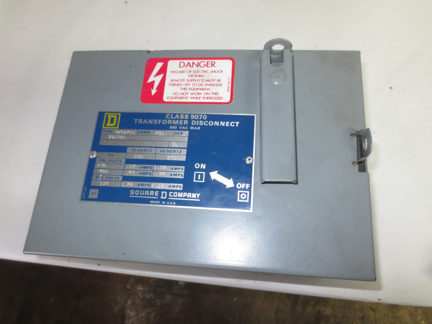 SQUARE D SK5271N TRANSFORMER DISCONNECT 600VAC 250VA/60Hz0