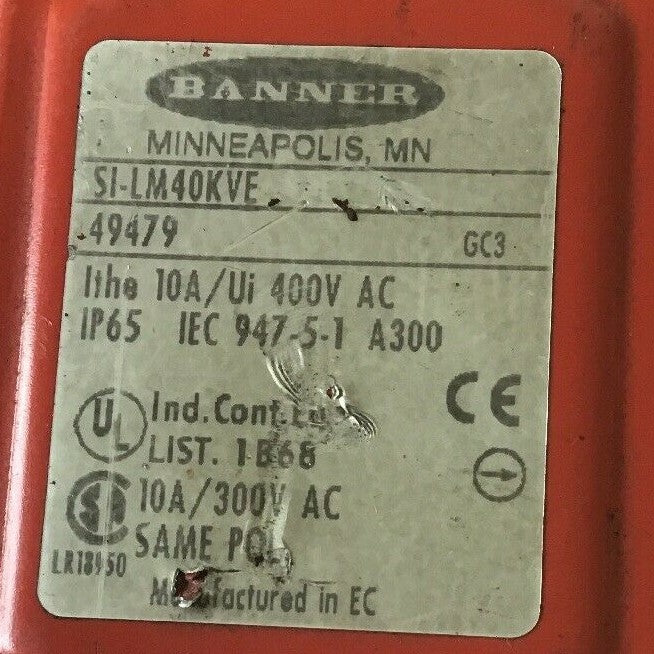 Banner SI-LM40KVE Interlock Body 49479 10A/Ui 400VAC ***(LOTOF2)***5