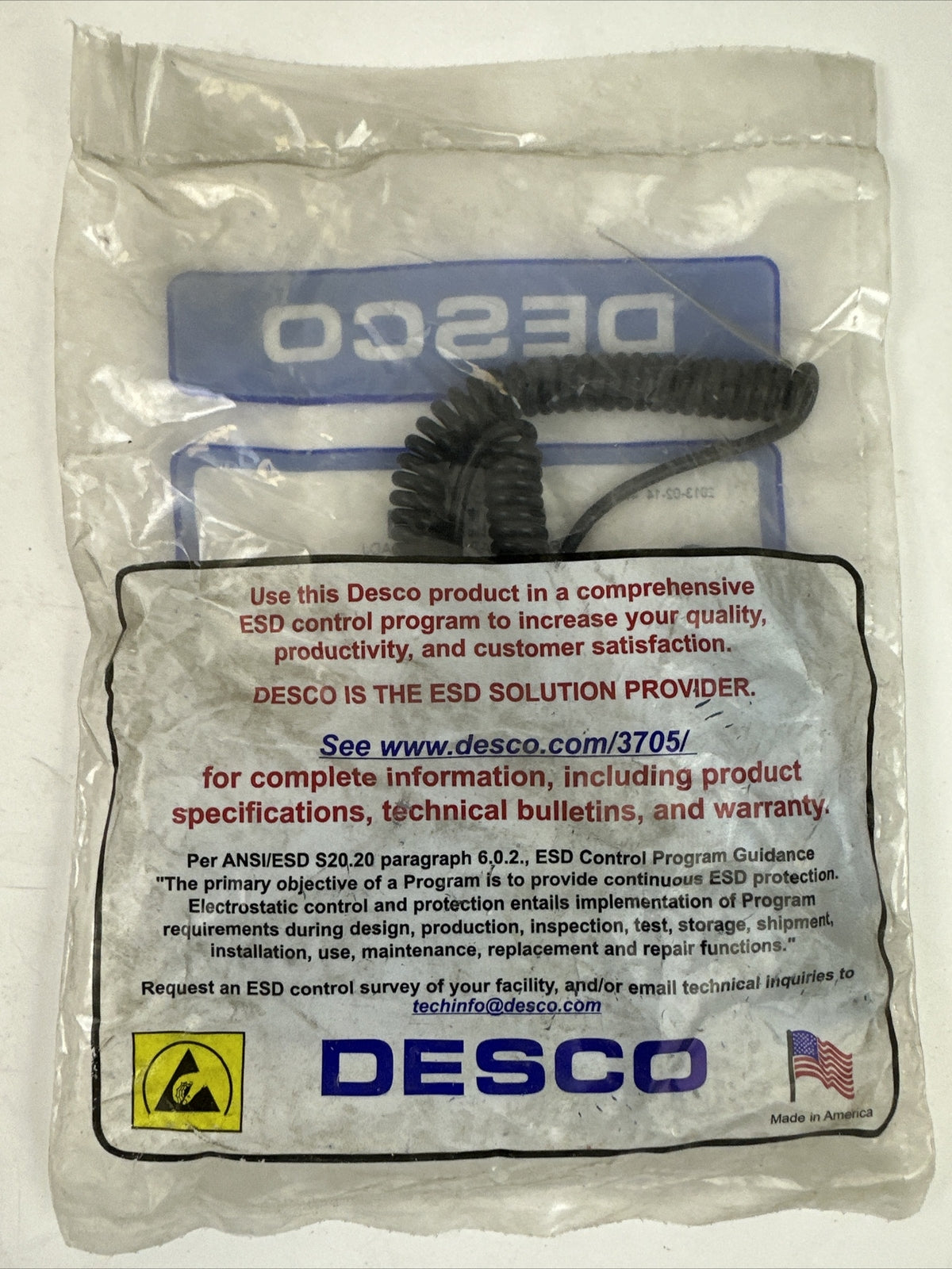 DESCO 09070 WRIST STRAP ELEASTIC ADJ 6' CORD 4MM2