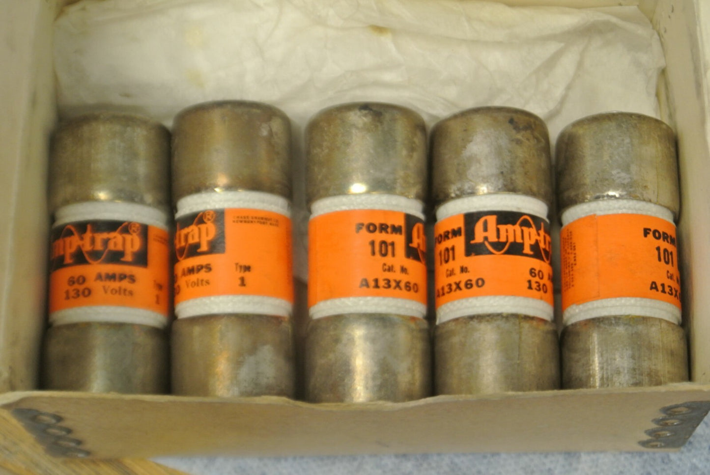 LOT of 5 / SHAWMUT A13X60 AMP-TRAP® FUSE / 60A / 130V4