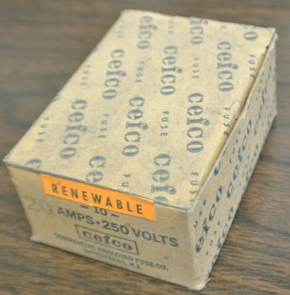 BOX of 10 / CEFCO 20 AMP RENEWABLE FUSE / 20A / 250V / NEW SURPLUS5