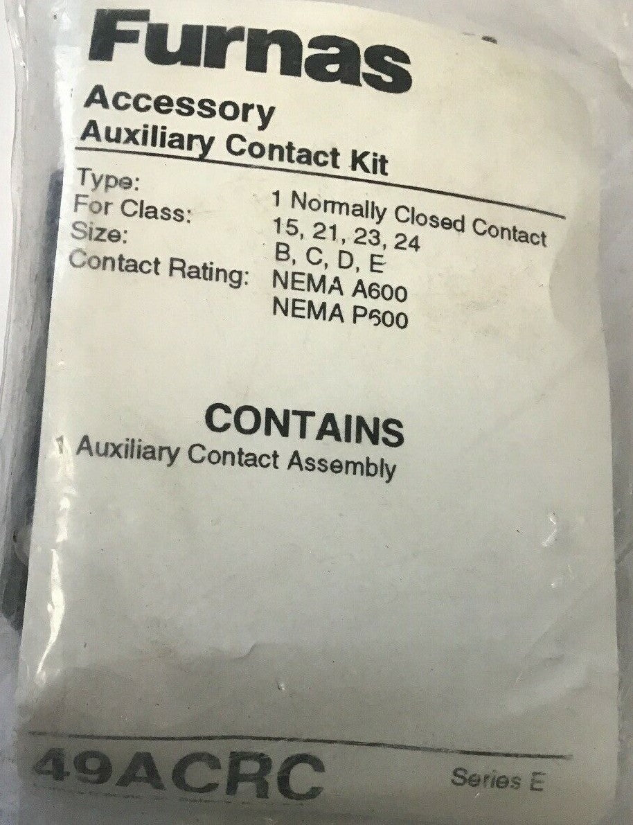 FURNAS 49ACRC ACCESSORY AUXILIARY CONTACT KIT SERIES E 600V 3