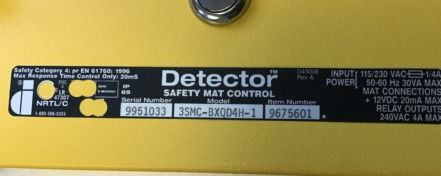 DATA INSTRUMENTS/HONEYWELL 3SMC-BXQD4H-1 DETECTOR SAFETY MAT CONTROL8