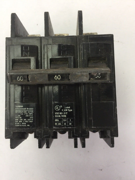 ITE BQ3B060 CIRCUIT BREAKER 3 POLE 60AMP 240VAC