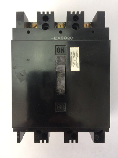 WESTINGHOUSE EA3020 AB DE-ION CIRCUIT BREAKER 20AMP 3POLE 240VAC 125/250VDC