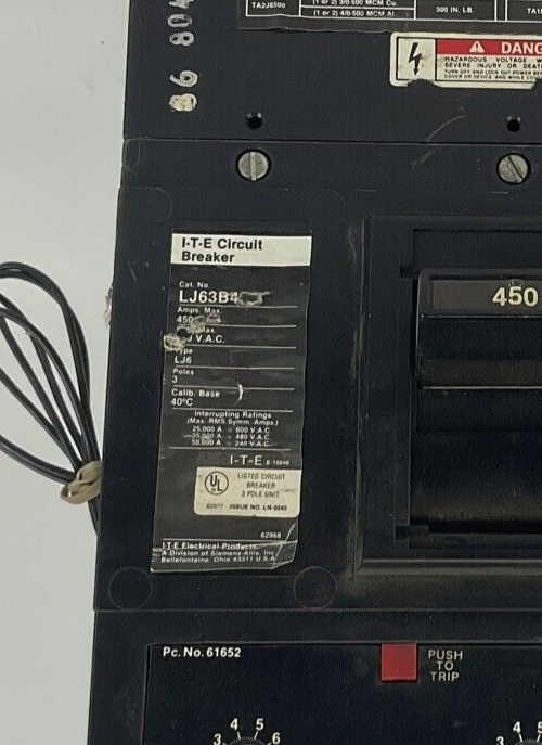 ITE LJ63B450 CIRCUIT BREAKER 450A