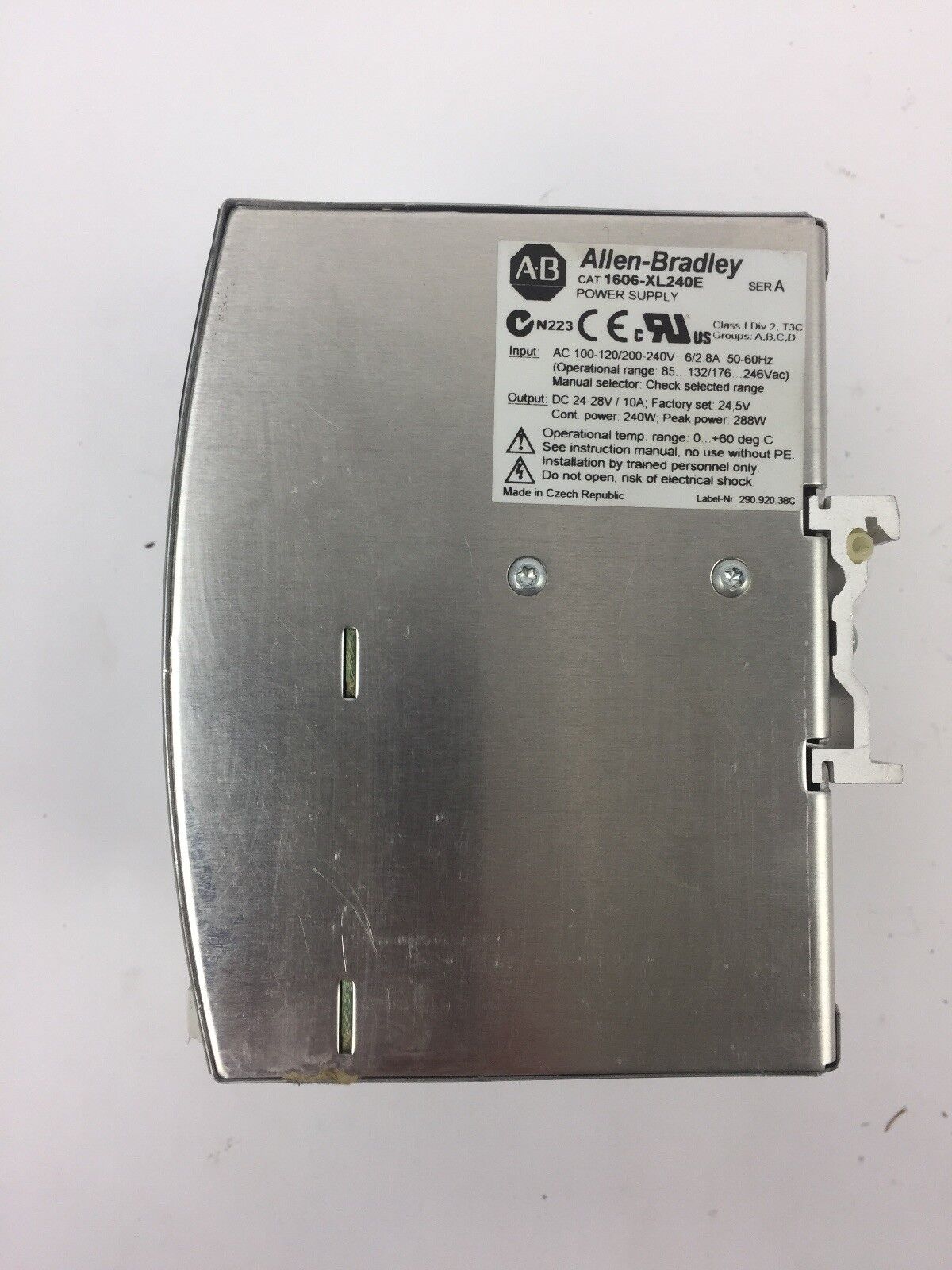 ALLEN BRADLEY 1606-XL240E POWER SUPPLY SER A OUTPUT DC 24-28V 10 A