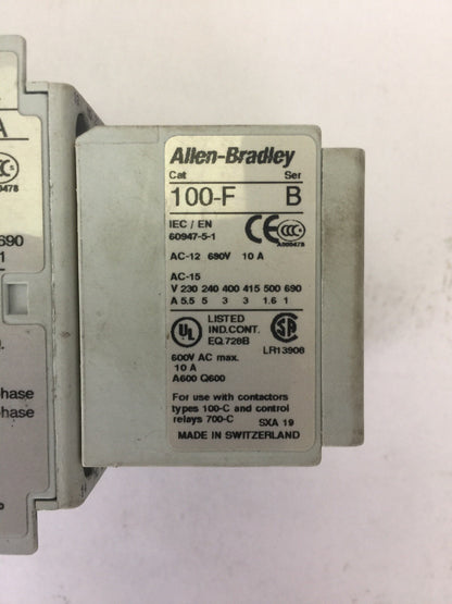 ALLEN BRADLEY 700-CF400D* CONTACTOR  600VAC 25A SER A COIL 24VDC 100-F SER B