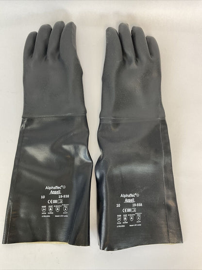 ALPHATEC ANSELL 19-938 CHEMICAL RESISTANT GLOVES SZ 10 X 18"