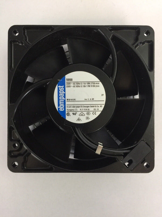 EBMPAPST 5958 COOLING FAN 230VAC 50/60HZ 0.11/0.10A 18/17W 2750/3100 R/MIN