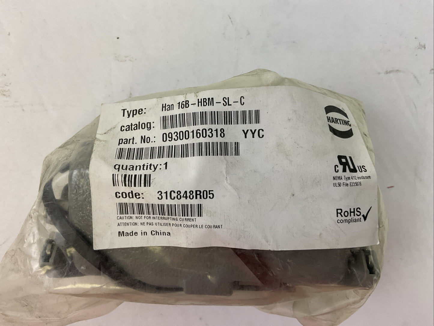 HARTING HAN 16B-HBM-SL-C HOOD CONNECTOR (LOT OF 3)