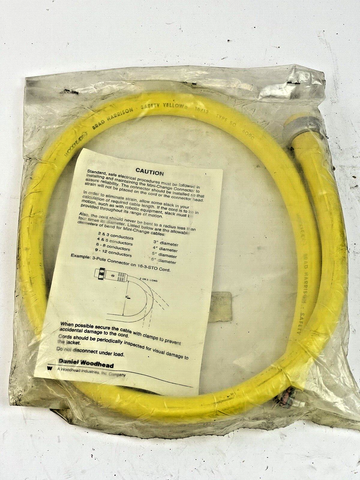 BRAD HARRISON - WOODHEAD - 47408 - MINI-CHANGE CORDSET 12 PIN, YELLOW, 16/12, SO