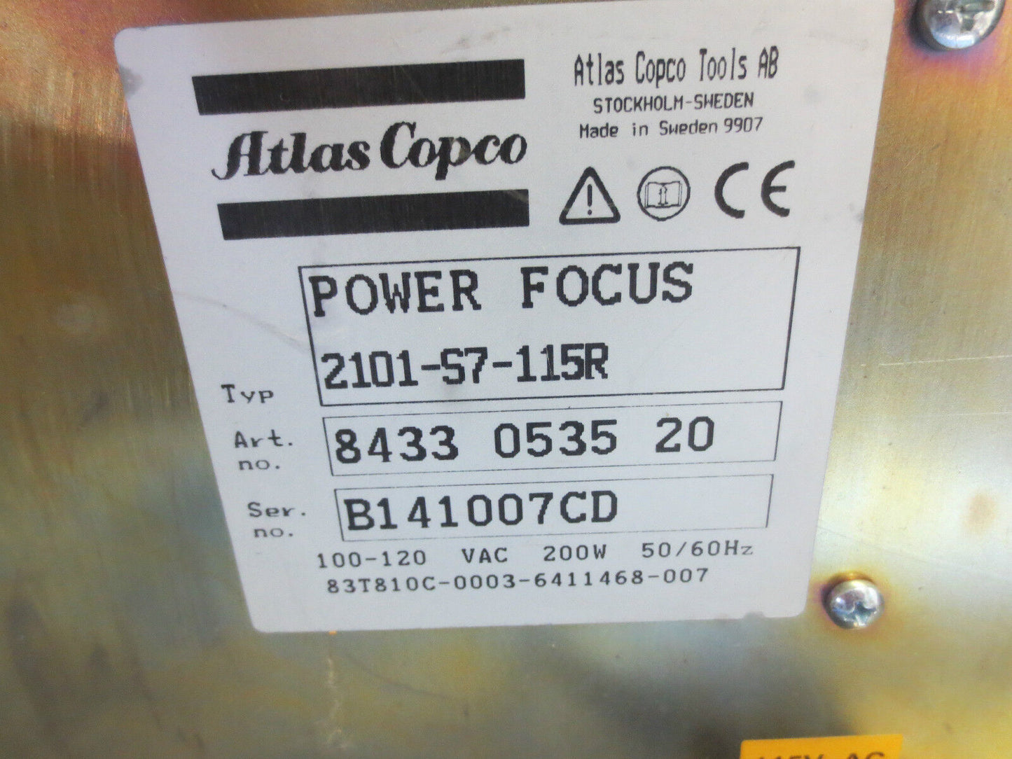 ATLAS-COPCO TENSOR S7 2101-S7-115R TORQUE-CONTROL DRIVE UNIT CONTROLLER