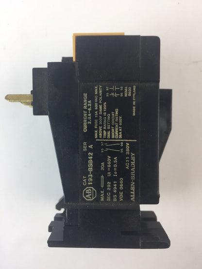 ALLEN BRADLEY 193-BSB42 OVERLOAD RELAY 2.8-4.2A SER A