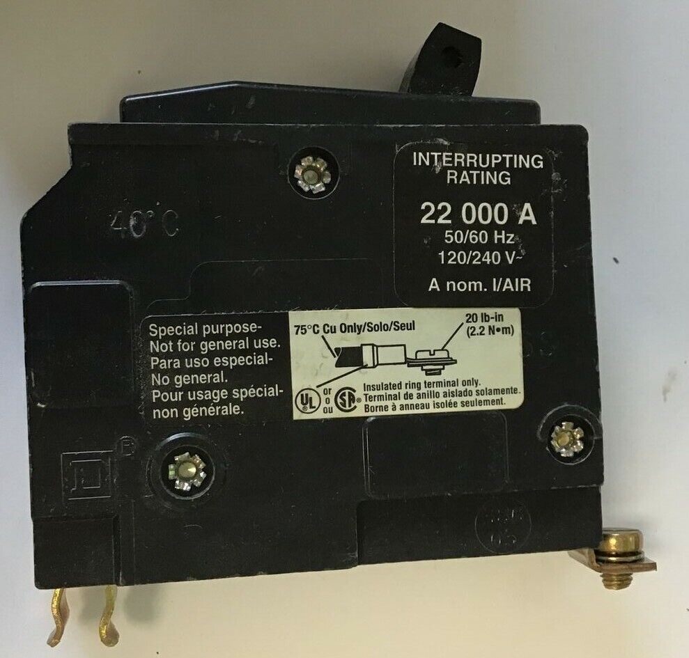 SQUARE D QOB120VH5237 CIRCUIT BREAKER 20A 120/240VAC 50/60HZ