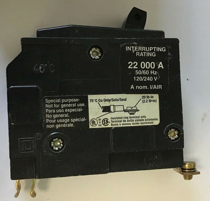 SQUARE D QOB120VH5237 CIRCUIT BREAKER 20A 120/240VAC 50/60HZ
