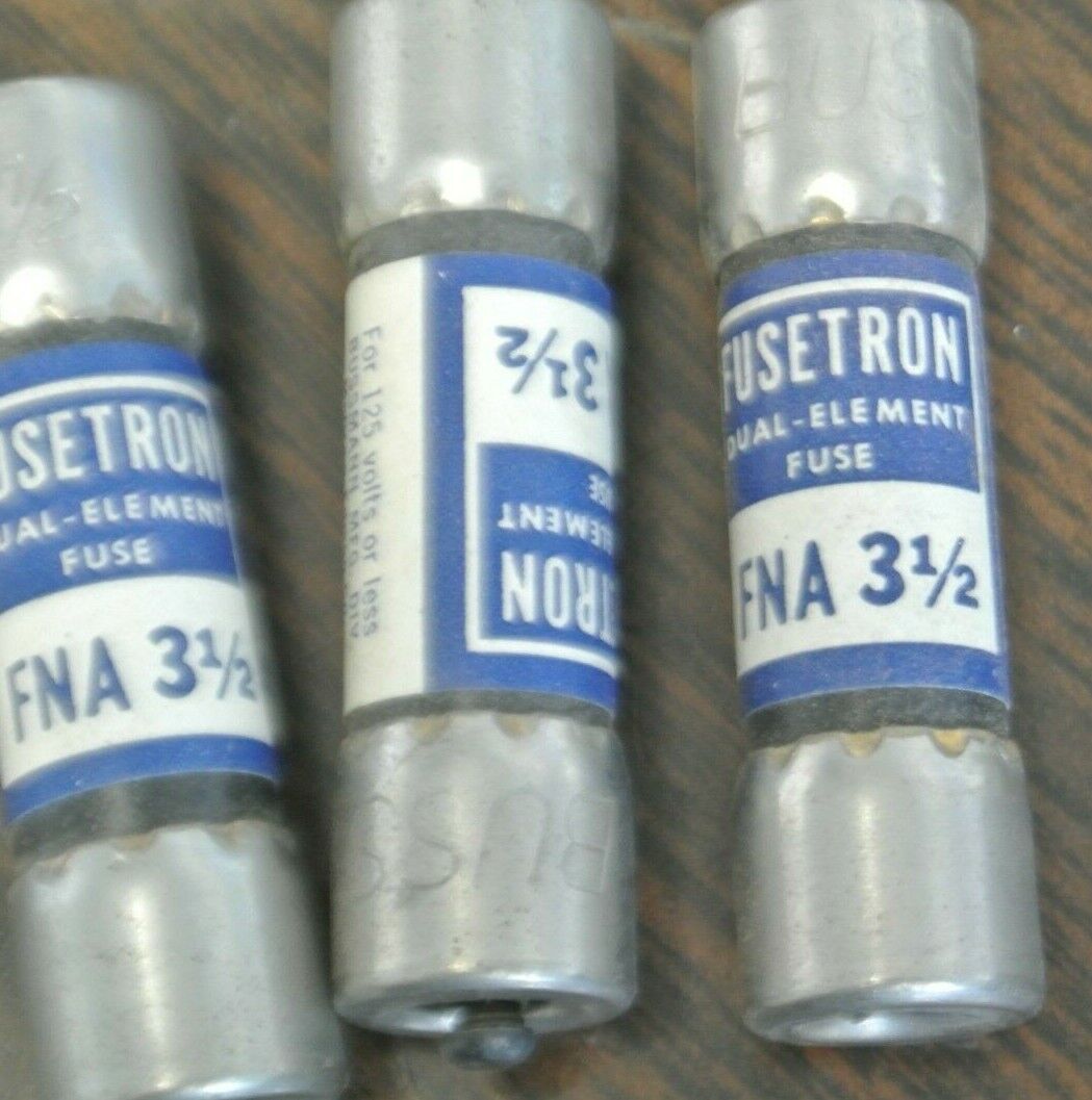 LOT of 3 / BUSS FNA3-1/2 FUSETRON FUSE / 3-1/2A / 125V / NEW SURPLUS / FNA-3-1/2