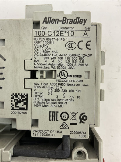 ALLEN BRADLEY STARTER (100-C12E*10 COIL 24VDC + 193-EECB 1.0-5.0A)