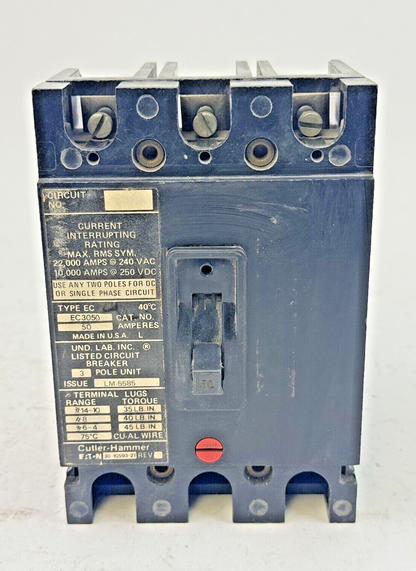 CUTLER-HAMMER - EC3050 - CIRCUIT BREAKER - 50 A, 240 VAC, 3 POLE