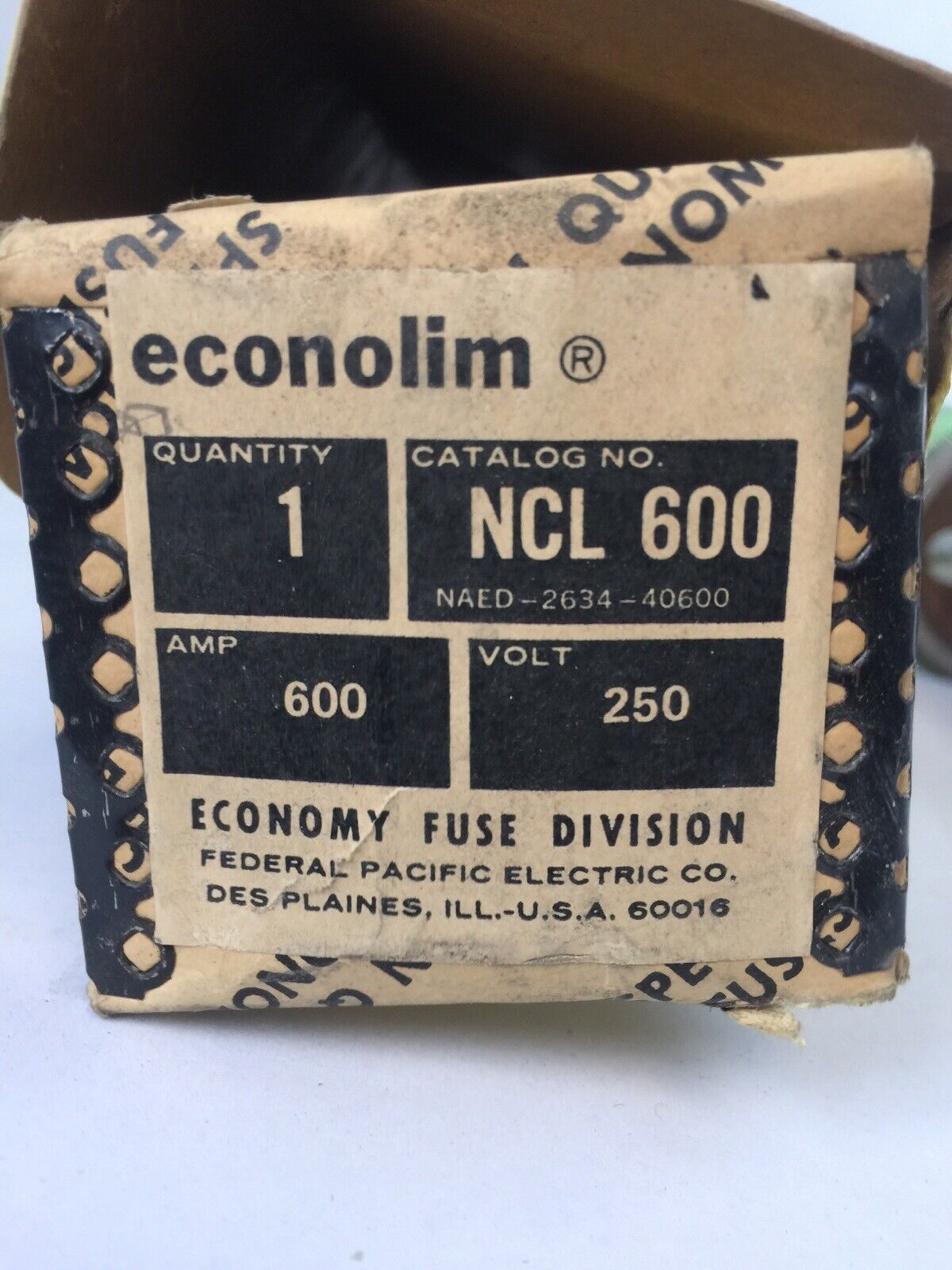 ECONOMY ECONOLIM NCL-600 CURRENT LIMITING FUSE 600A 250VAC CLASS RK1