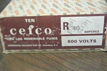 CEFCO R40 TIME LAG RENEWABLE FUSE / 40A / 600V / NEW SURPLUS / EACH