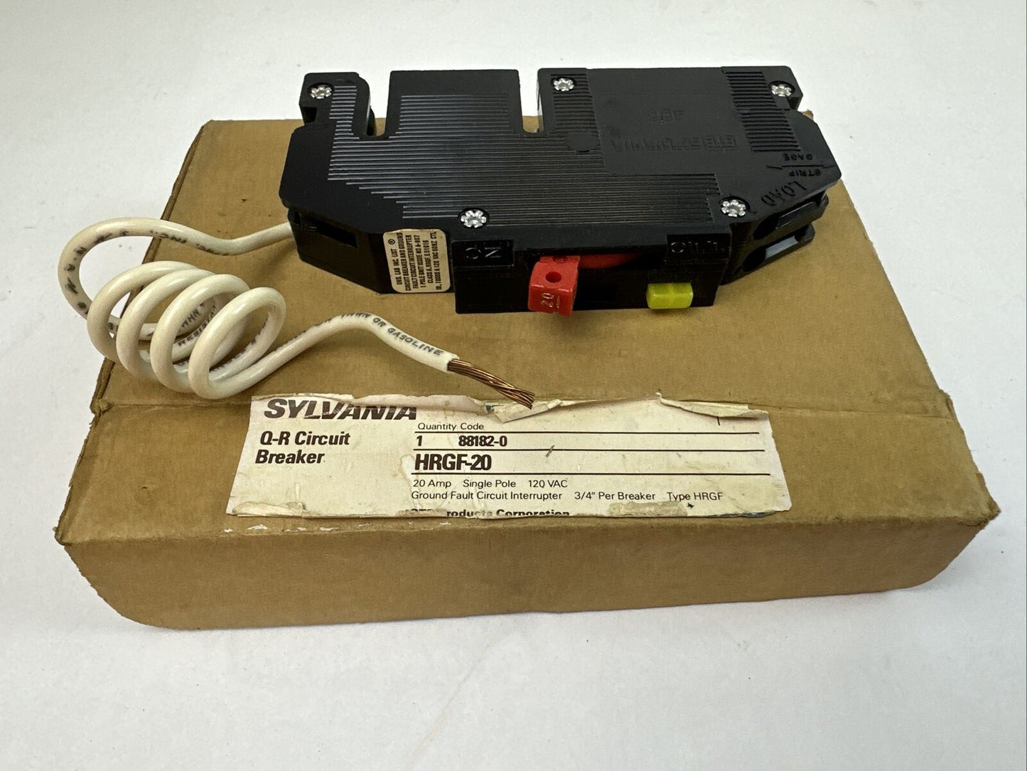 SYLVANIA HRGF-20 GROUND FAULT Q-R CIRCUIT BREAKER 20AMP 1POLE 120VAC TYPE HRGF