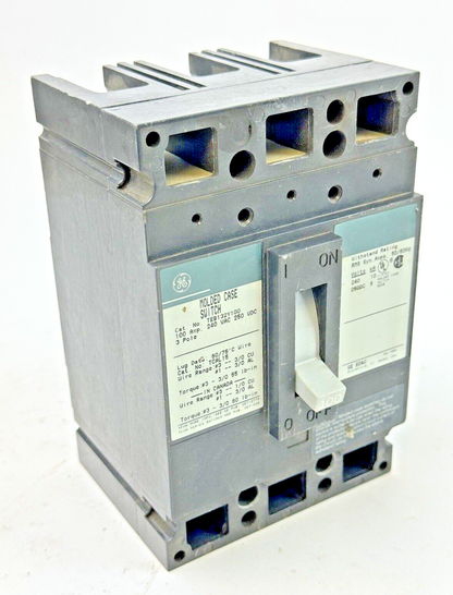 GE - TEB132Y100 - MOLDED CASE SWITCH - 100 A, 240 VAC, 250 VDC, 3 POLE