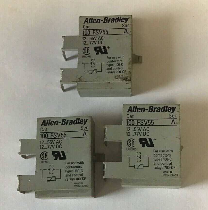 ALLEN BRADLEY 100-FSV55 SER.A SURGE SUPPRESSOR 55VAC/77VDC ***(LOT OF 3)***