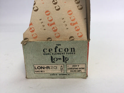 CEFCON LON-R20 DUAL ELEMENT CURRENT LIMITING FUSE 20A 250VAC (BOX OF 10)