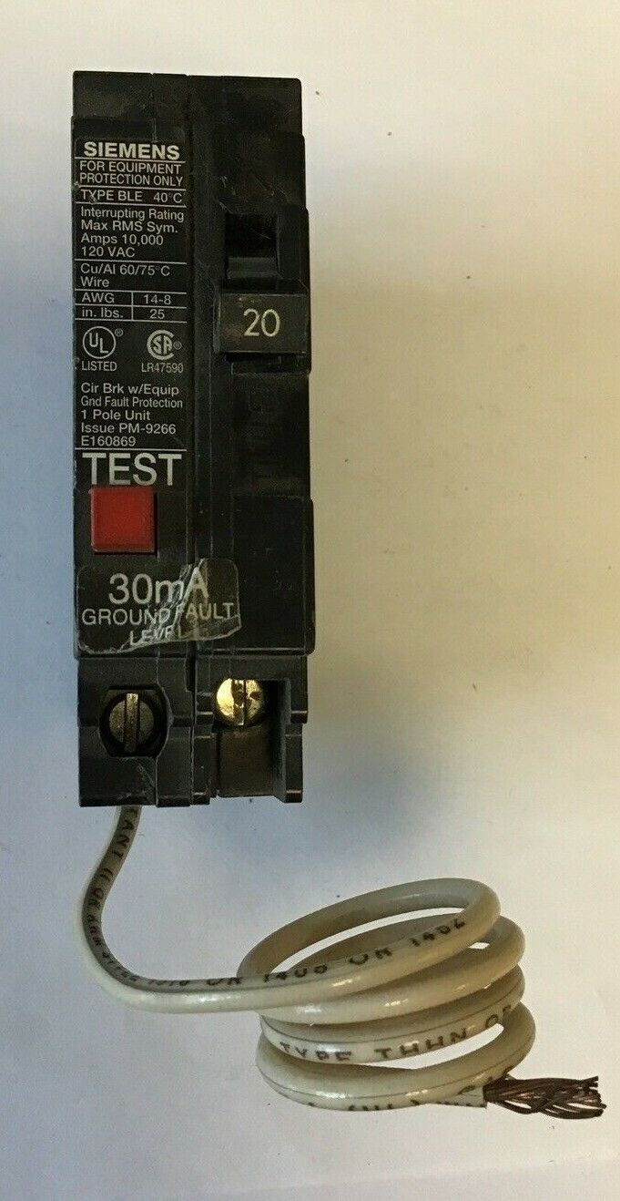 SIEMENS TYPE BLE 20A CIRCUIT BREAKER 120VAC