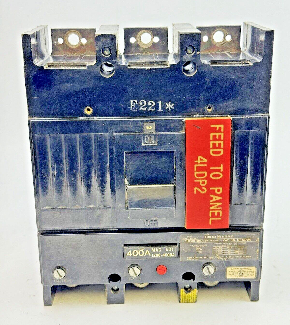 GE - TJK436F000 - CIRCUIT BREAKER W/ 400A TRIP - 3 POLE/ 600 VAC/ 400 A
