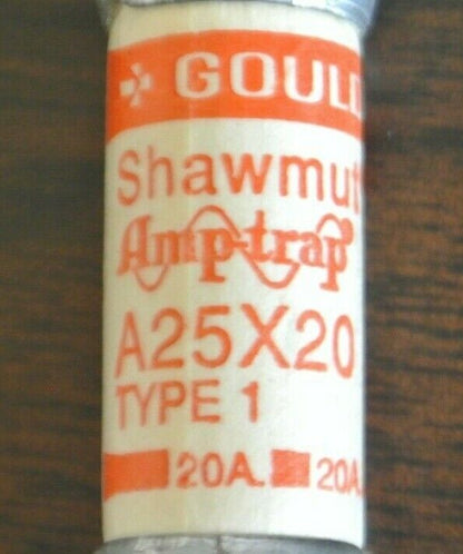 BOX of 10 / GOULD-SHAWMUT A25X20 RECTIFIER FUSES / 20A / 300V / NEW SURPLUS