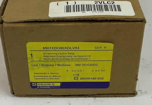 SQUARE D 8501XBO80XDLV53 DC LATHCING CONTROL RELAY SER.B 24VDC